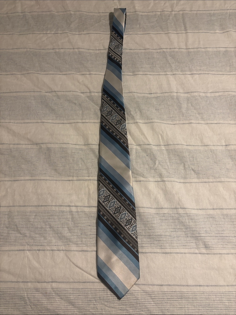 Sears Blue, Light Blue & Gray Diagonal Stripe Tie
